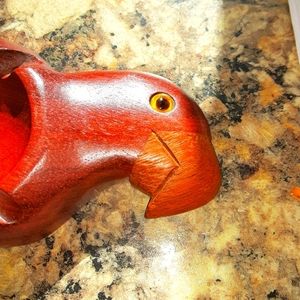 Handmade in Brazil wooden parrot McCaw ashtray